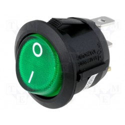 Inter à bascule unipolaire lumineux 250Vac 6Amp. vert