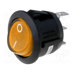 Inter à bascule unipolaire lumineux 250Vac 6Amp. orange