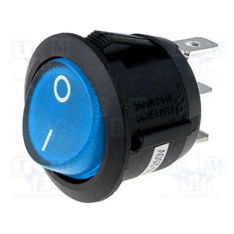 Inter bascule unipolaire lumineux 250Vac 6Amp. bleu