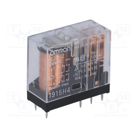 Relais Omron type G2R-2 2R/T 24Vdc 5Amp.