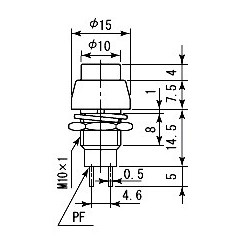 Interrupteur à poussoir rond perçage 10mm métallisé