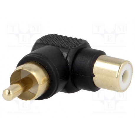 Adaptateur RCA mâle / femelle coudé noir