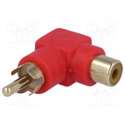 Adaptateur RCA mâle / femelle coudé rouge