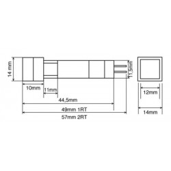 Interrupteur à poussoir carré 2R/T on / off rouge avec led 2,1V perçage 12mm