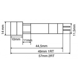 Interrupteur à poussoir rond 2R/T on / off jaune avec led 2,1V perçage 12mm