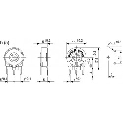 Ajustable vertical Piher type PT15 470ohms